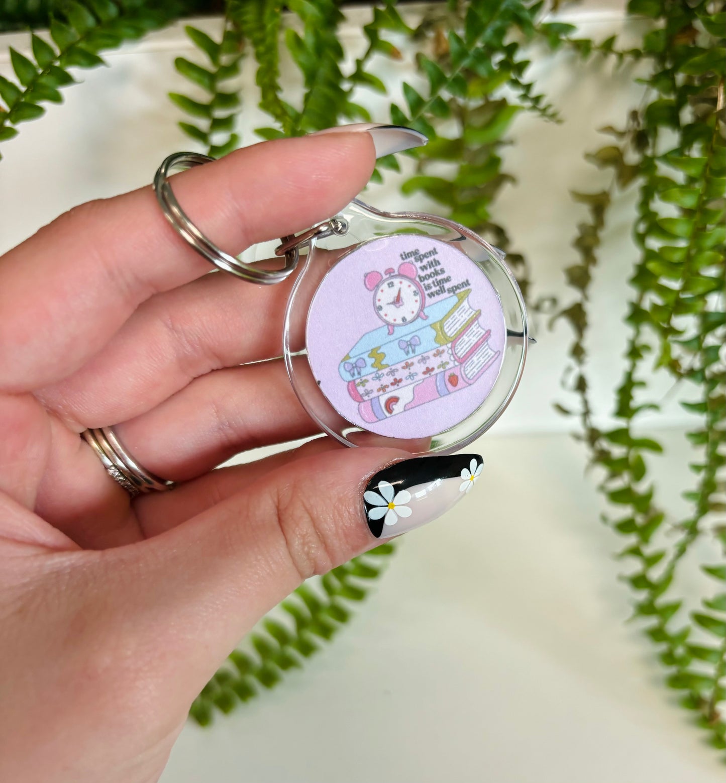 Time with books is time well spent keychain