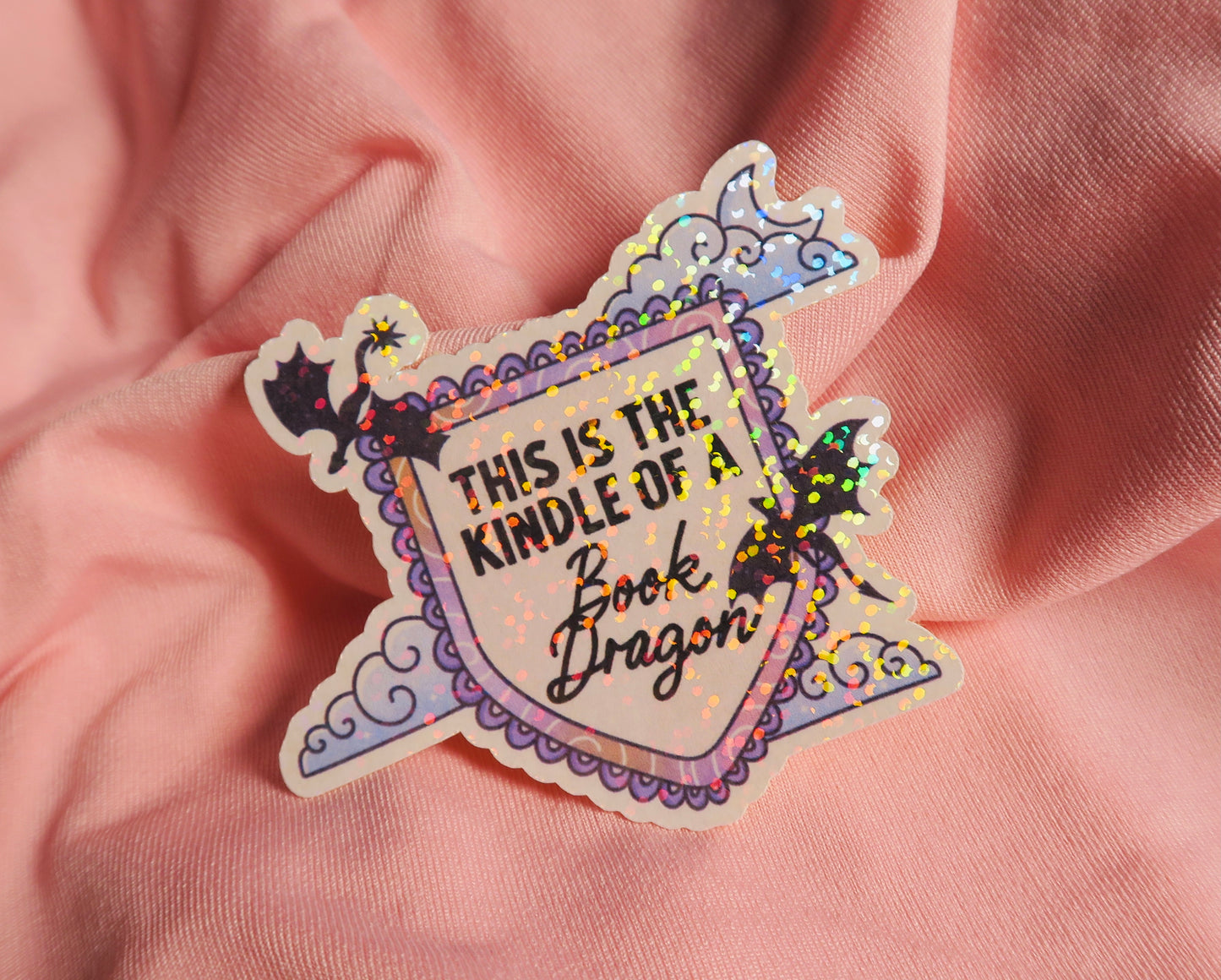 This is the kindle of a book dragon Holographic Sticker