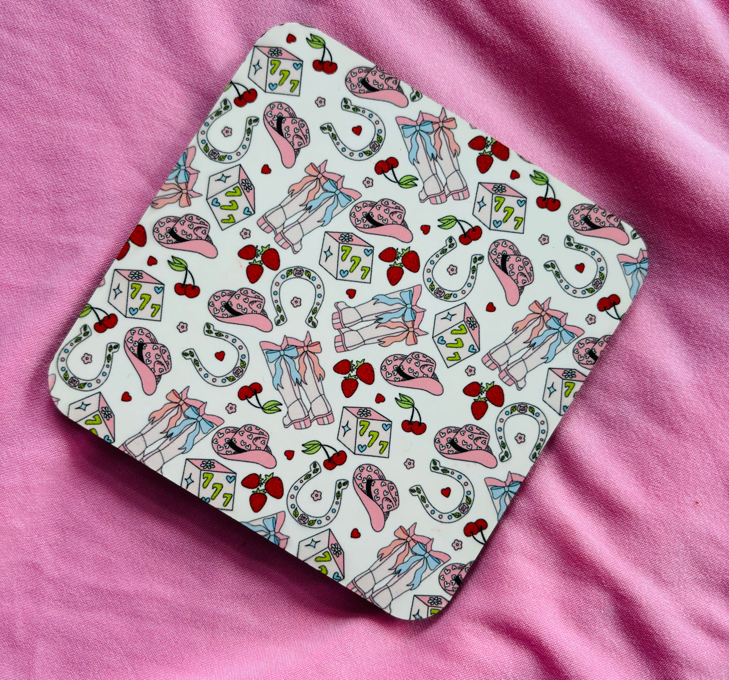 Cowgirl pink western theme coaster