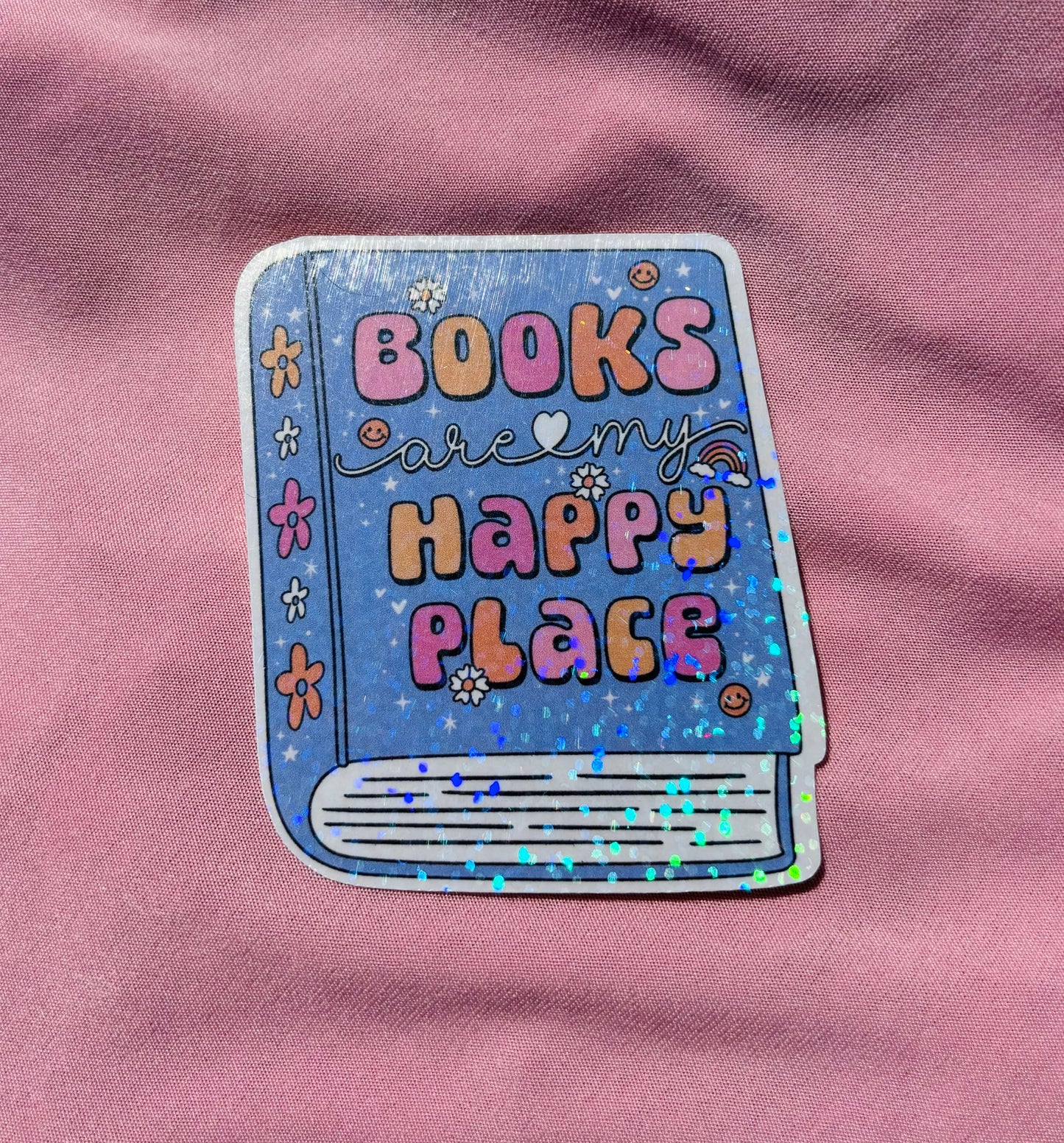 Books are my happy place sparkly sticker