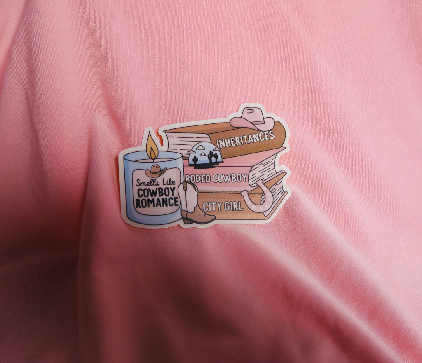 Cowboy romance theme bookstack Holographic Sticker