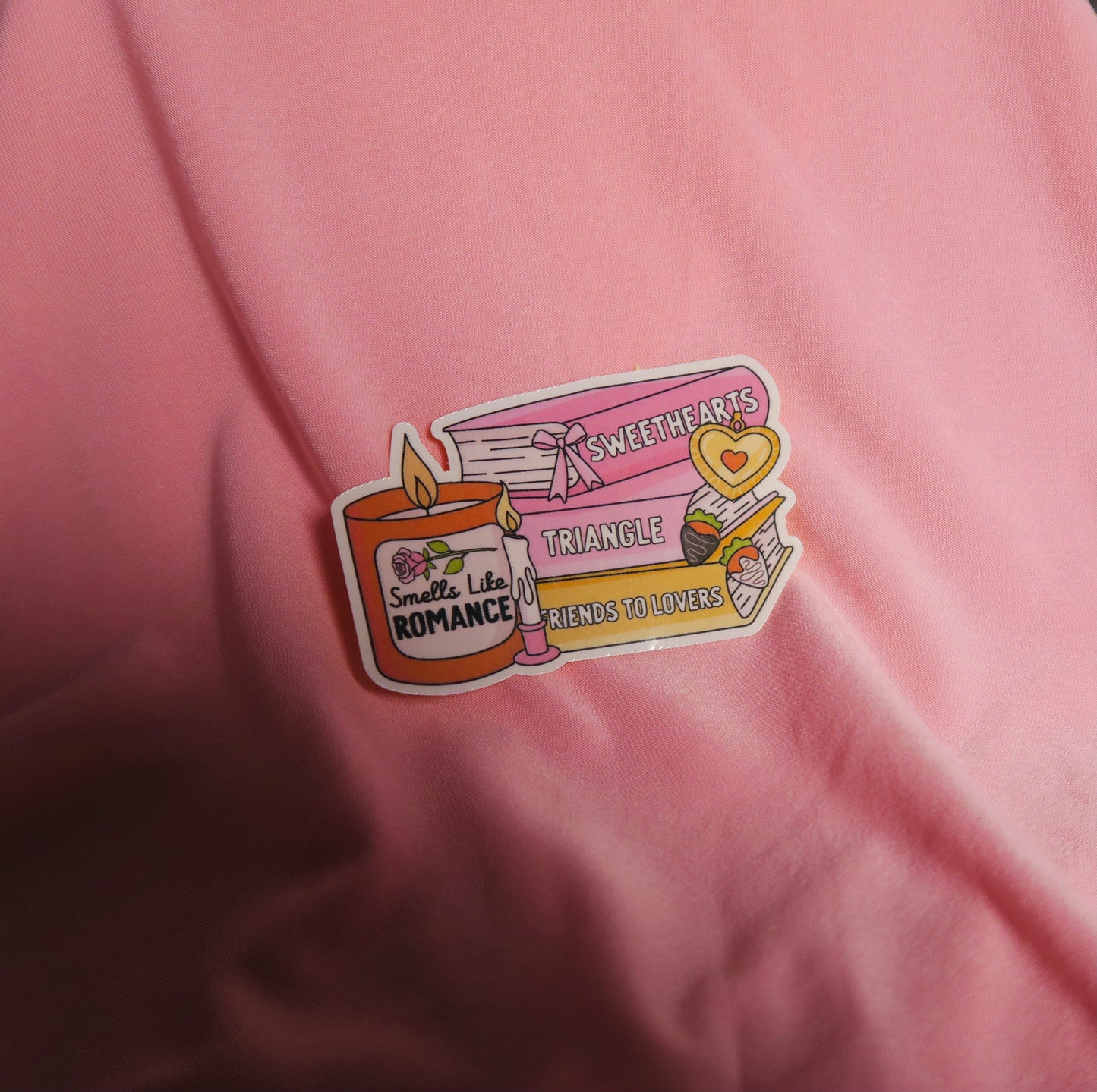 Romance book theme bookstack Holographic Sticker