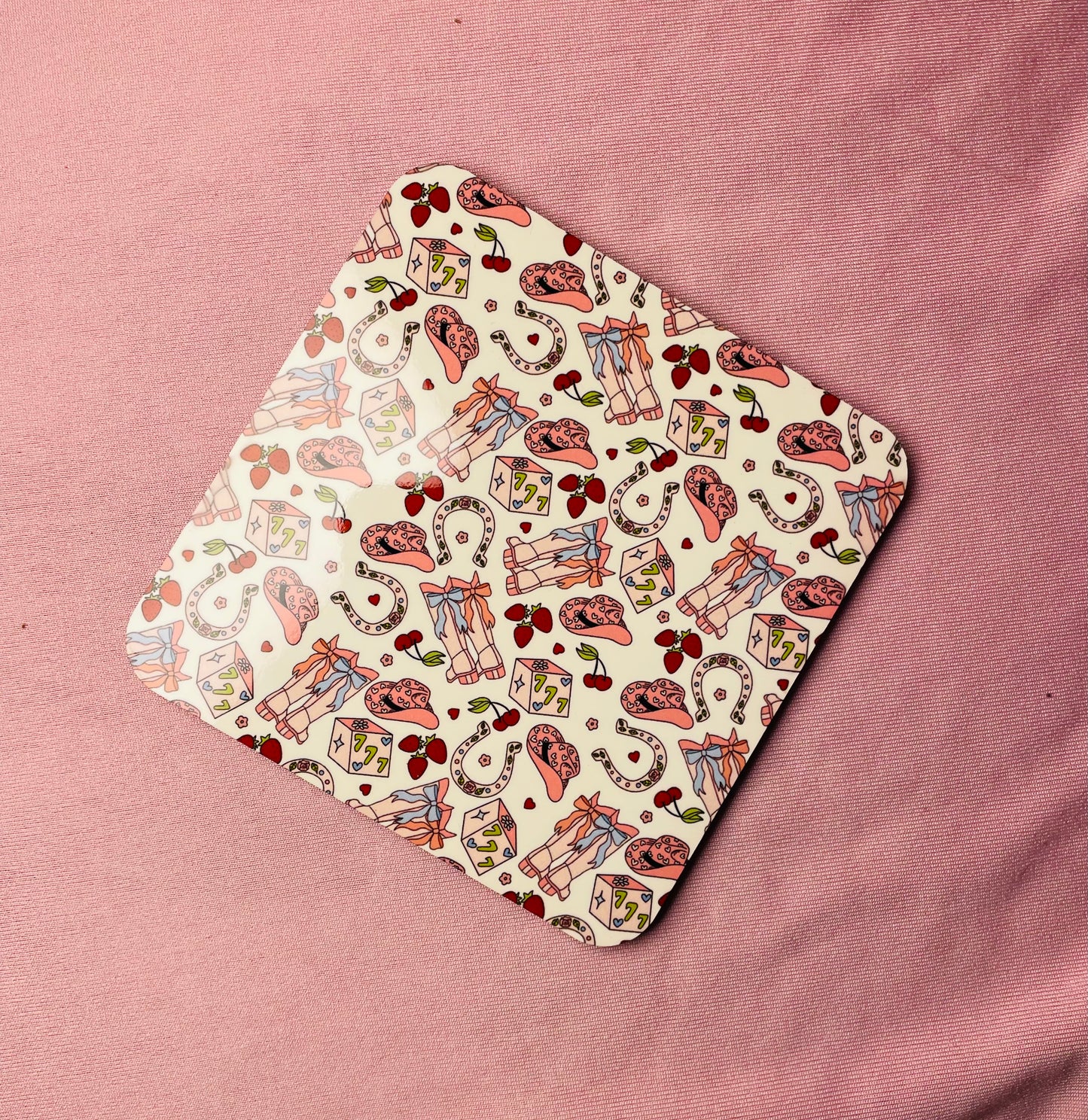 Cowgirl pink western theme coaster