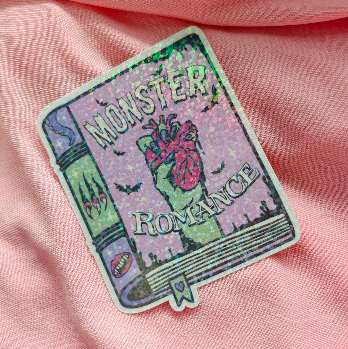 Monster romance book sparkly sticker