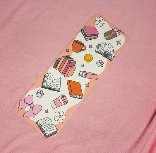 Orange Books and Coffee Theme Bookmark