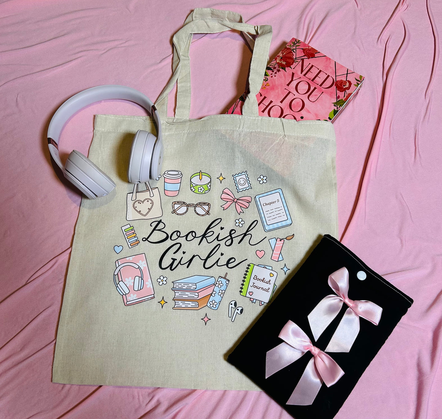 Bookish Girlie Natural Cotton Tote Bag