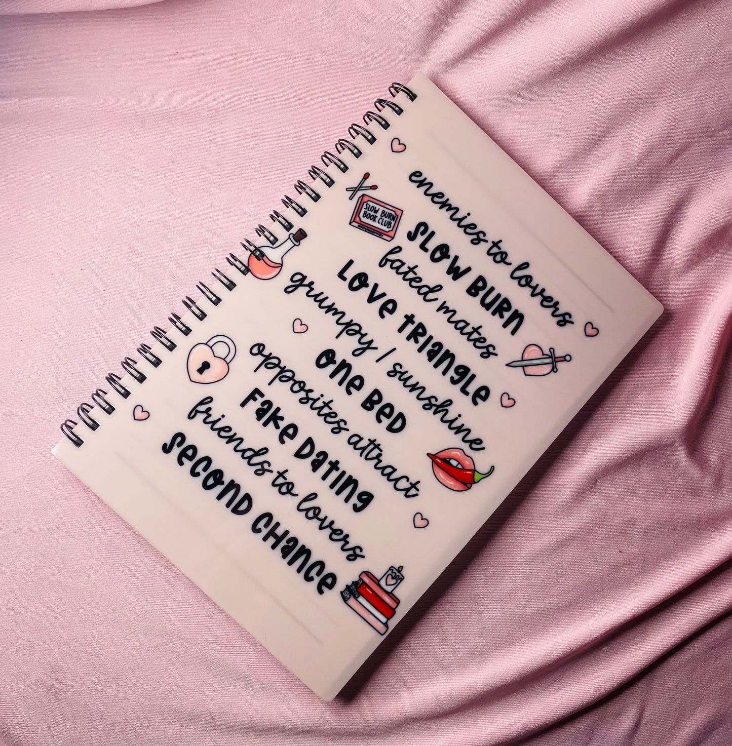 Romance book tropes notebook