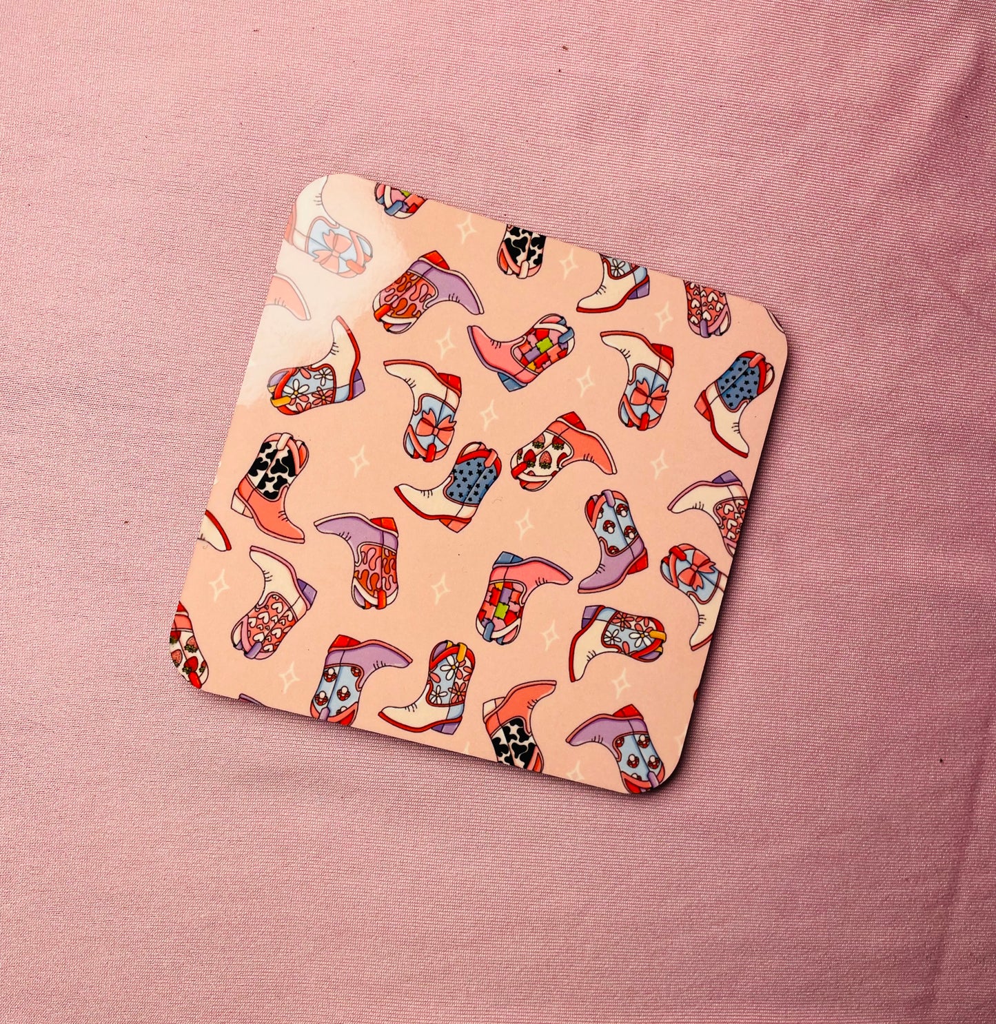 Cowboy boots pink Coaster