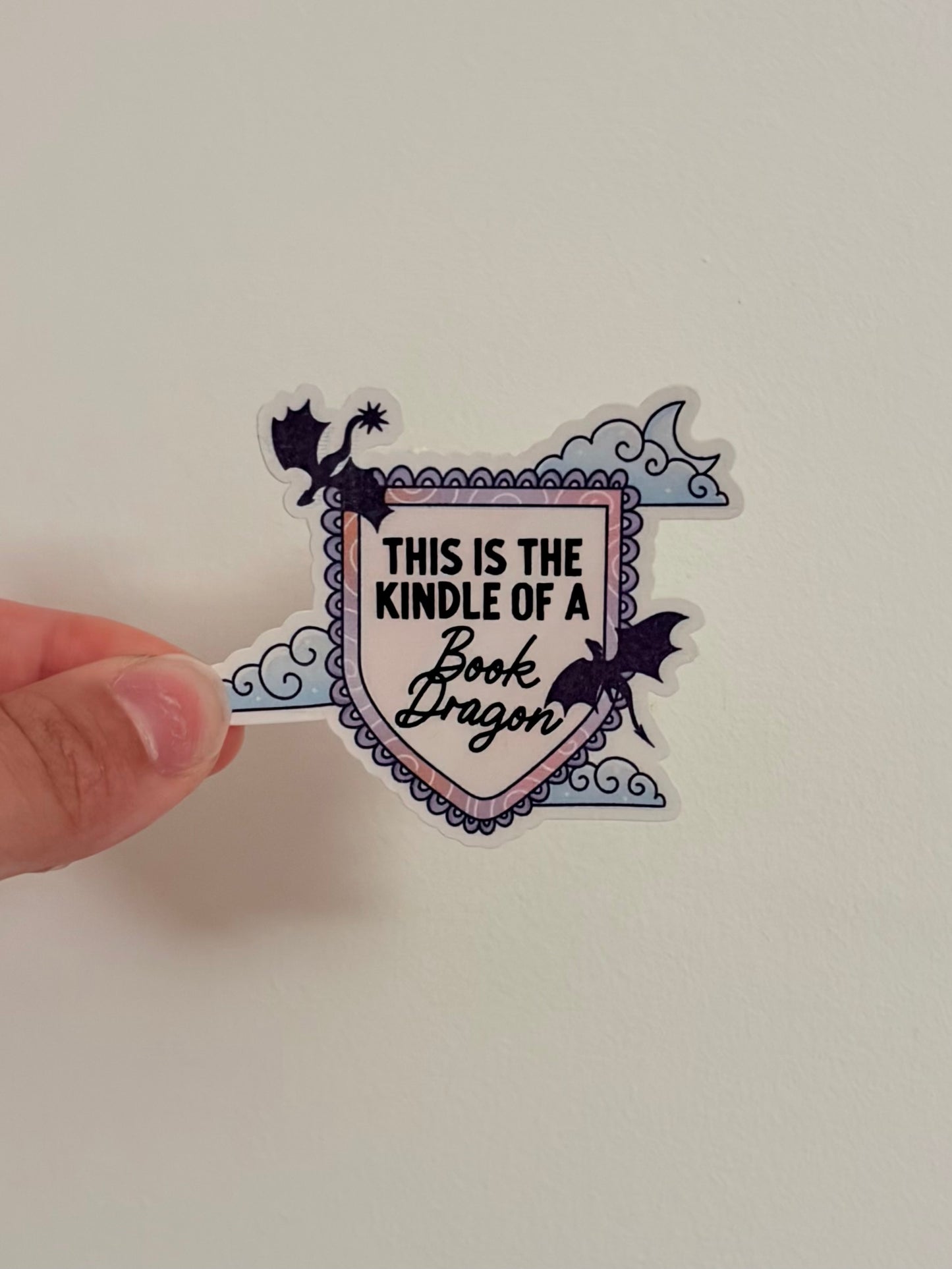 Kindle of a book dragon sticker