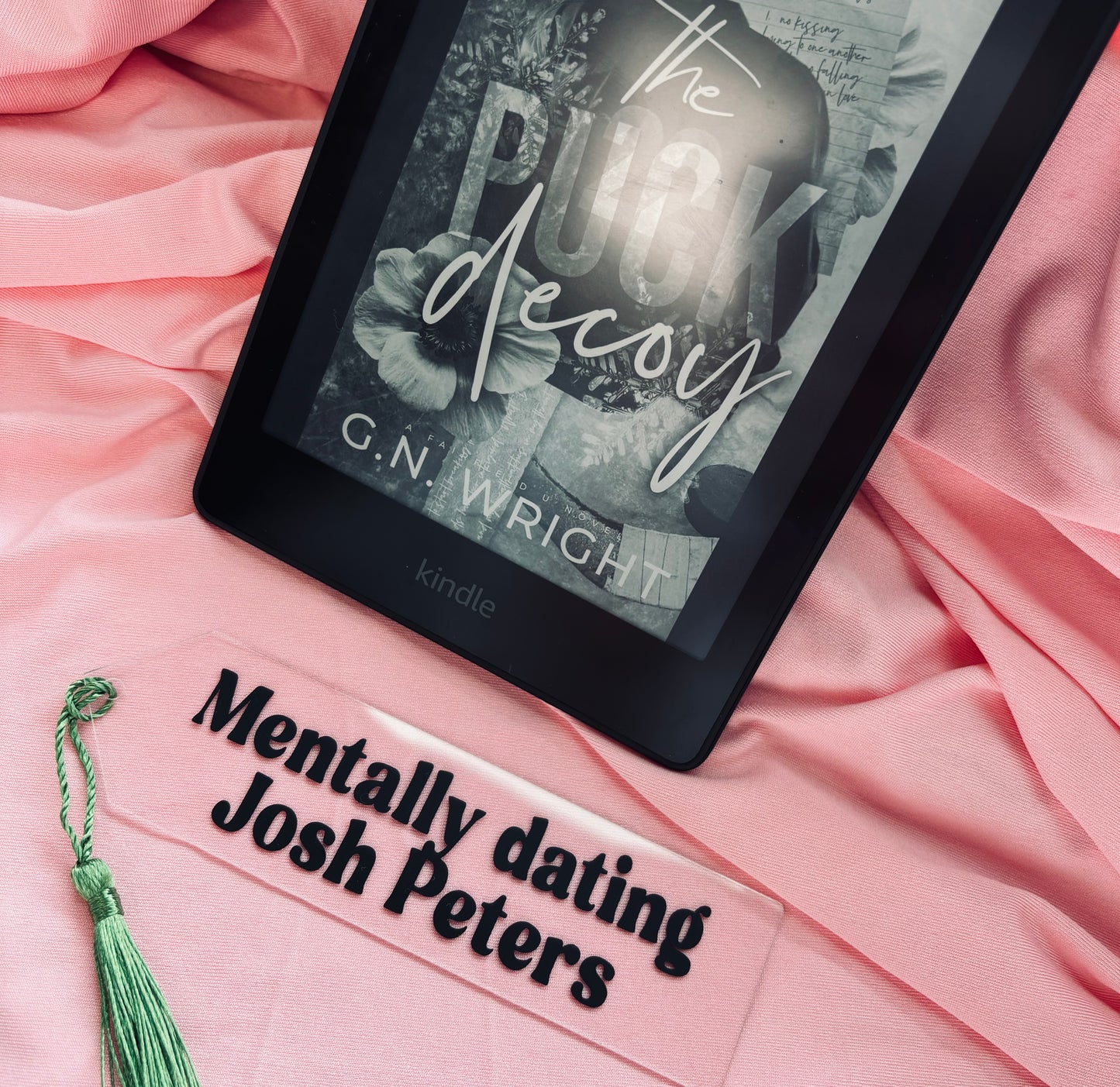 Mentally dating Josh Peters | Acrylic bookmark with green tassel