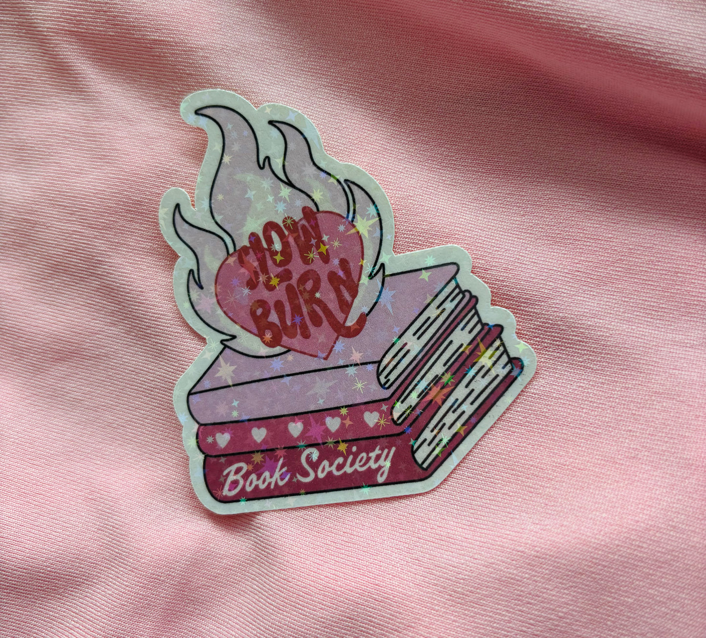 Slow burn bookstack sticker