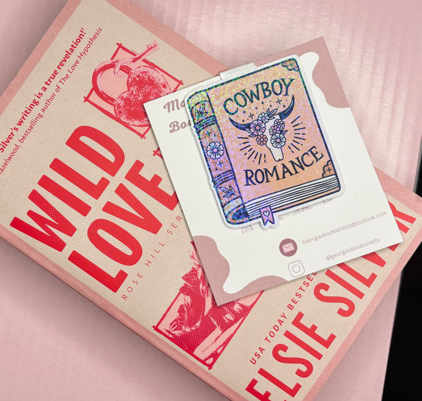 Cowboy Romance book sparkly holographic Magentic Bookmark