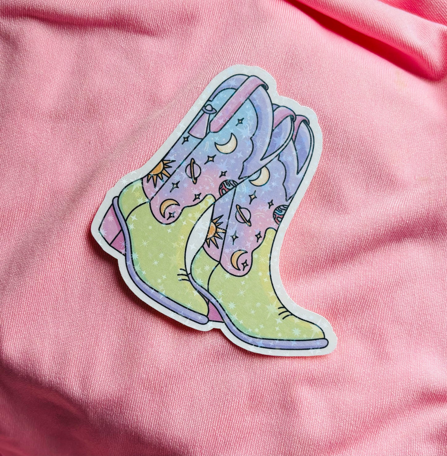 Cosmic Cowgirl Boot Sticker
