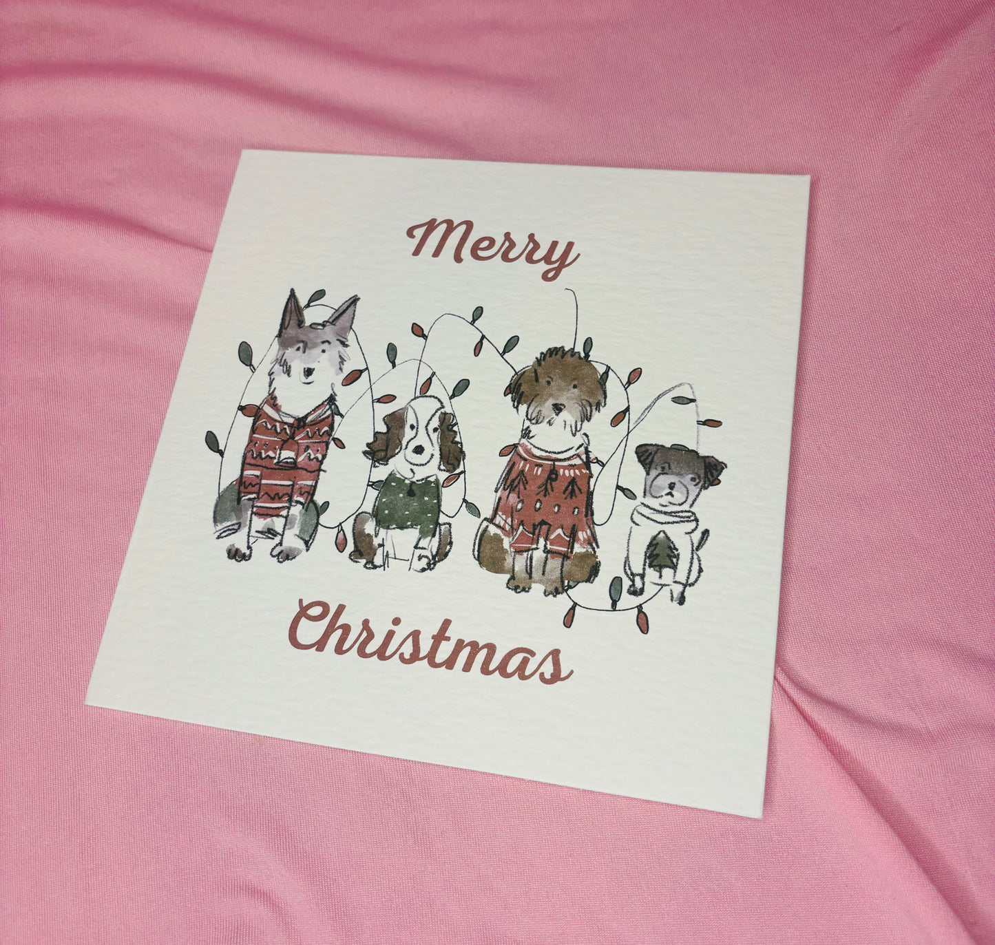 Merry christmas pups greeting card