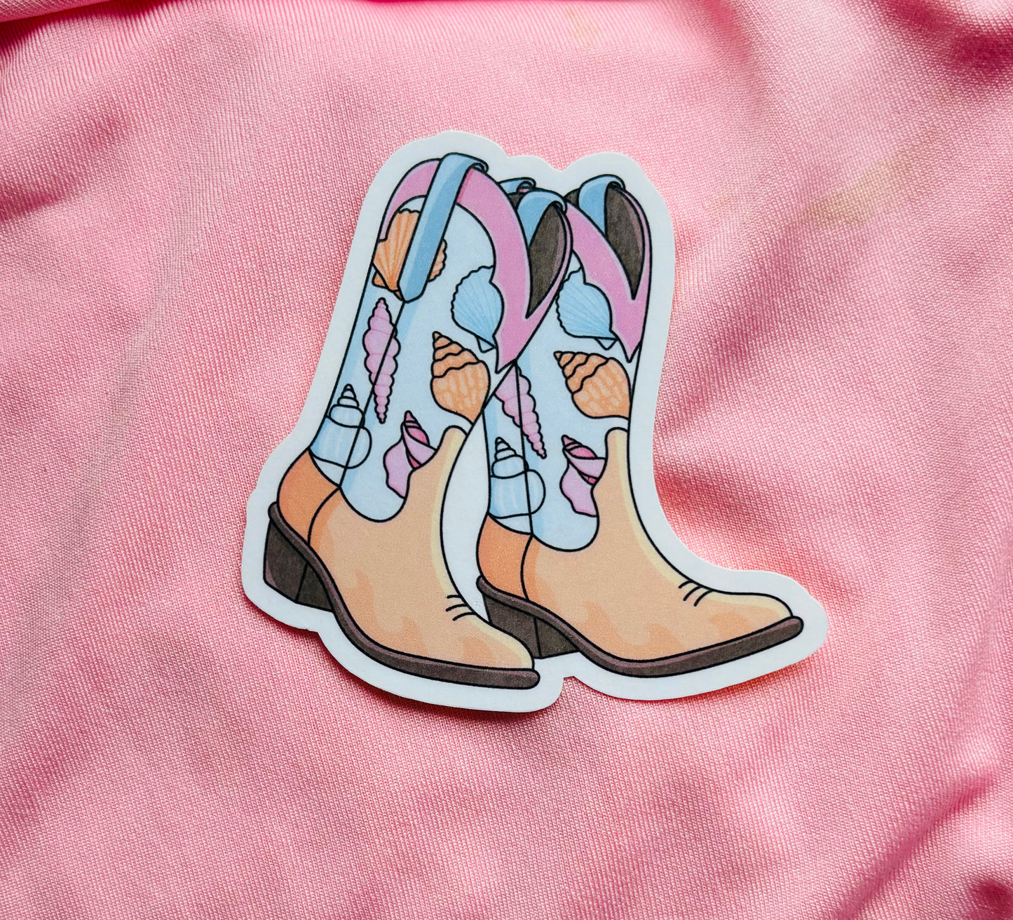 Seashell Cowgirl Boot Sticker