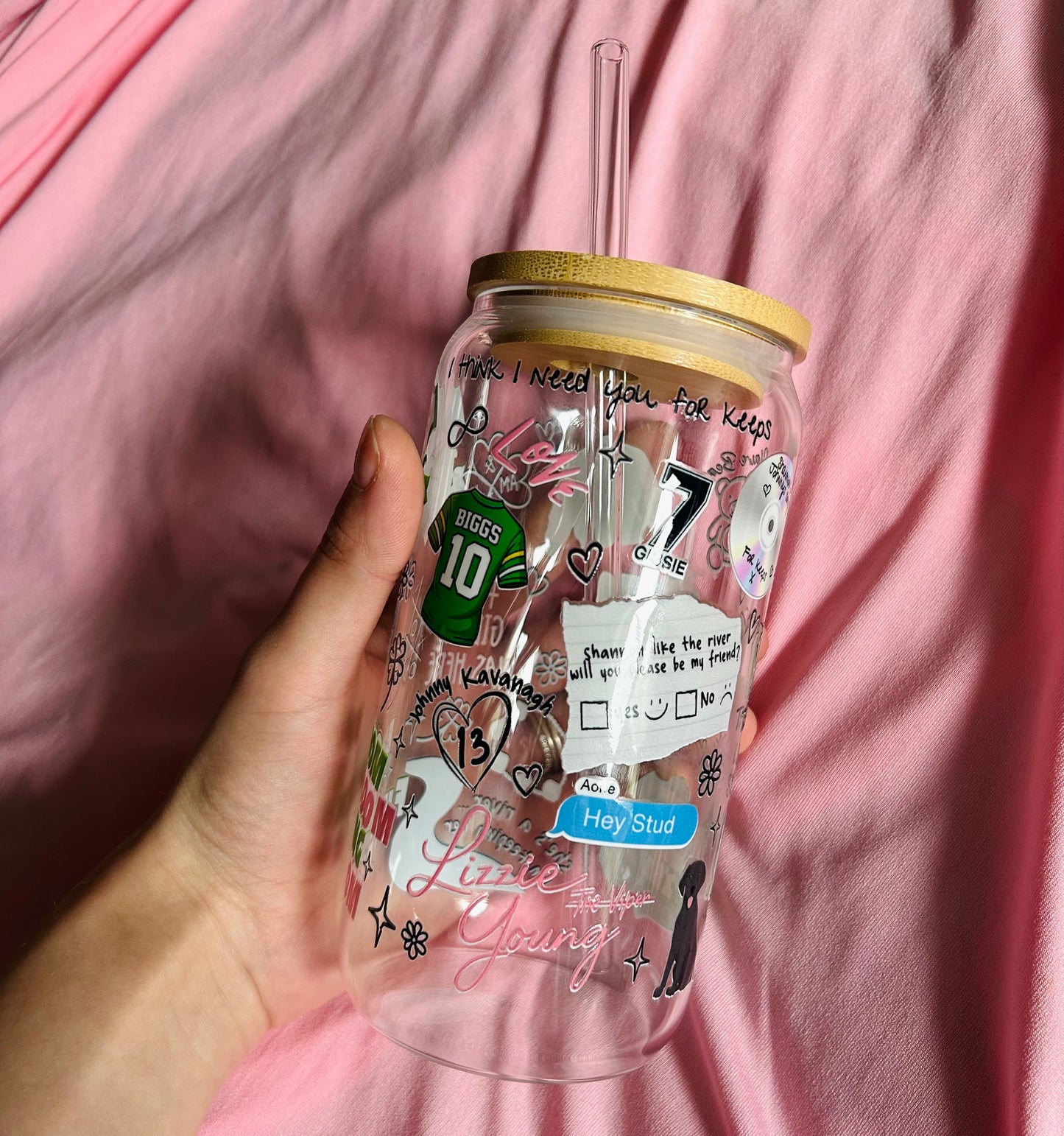 Boys of Tommen Glass with bamboo lid and straw