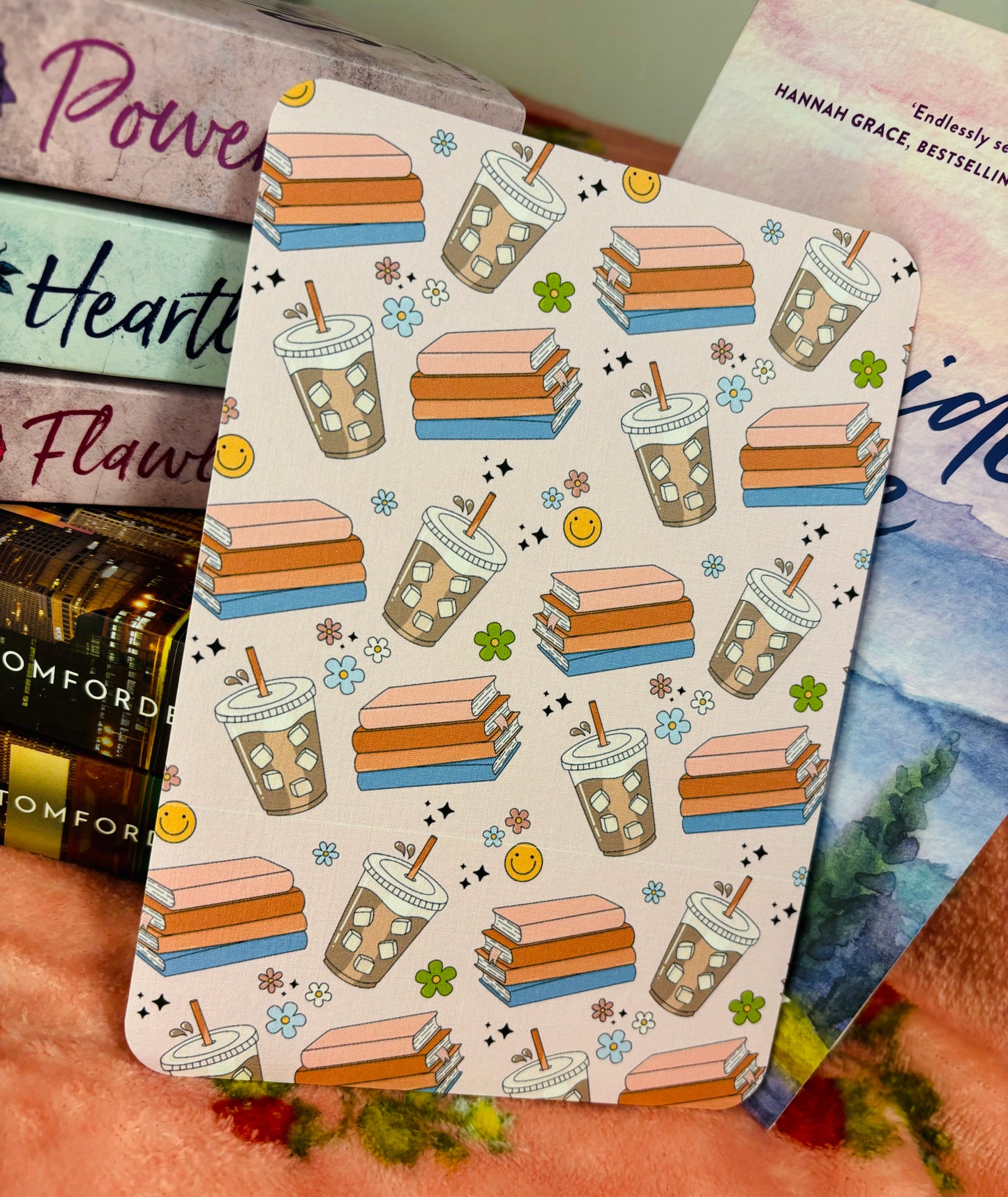 Books and iced coffee Kindle Insert - E-reader card insert for clear cases