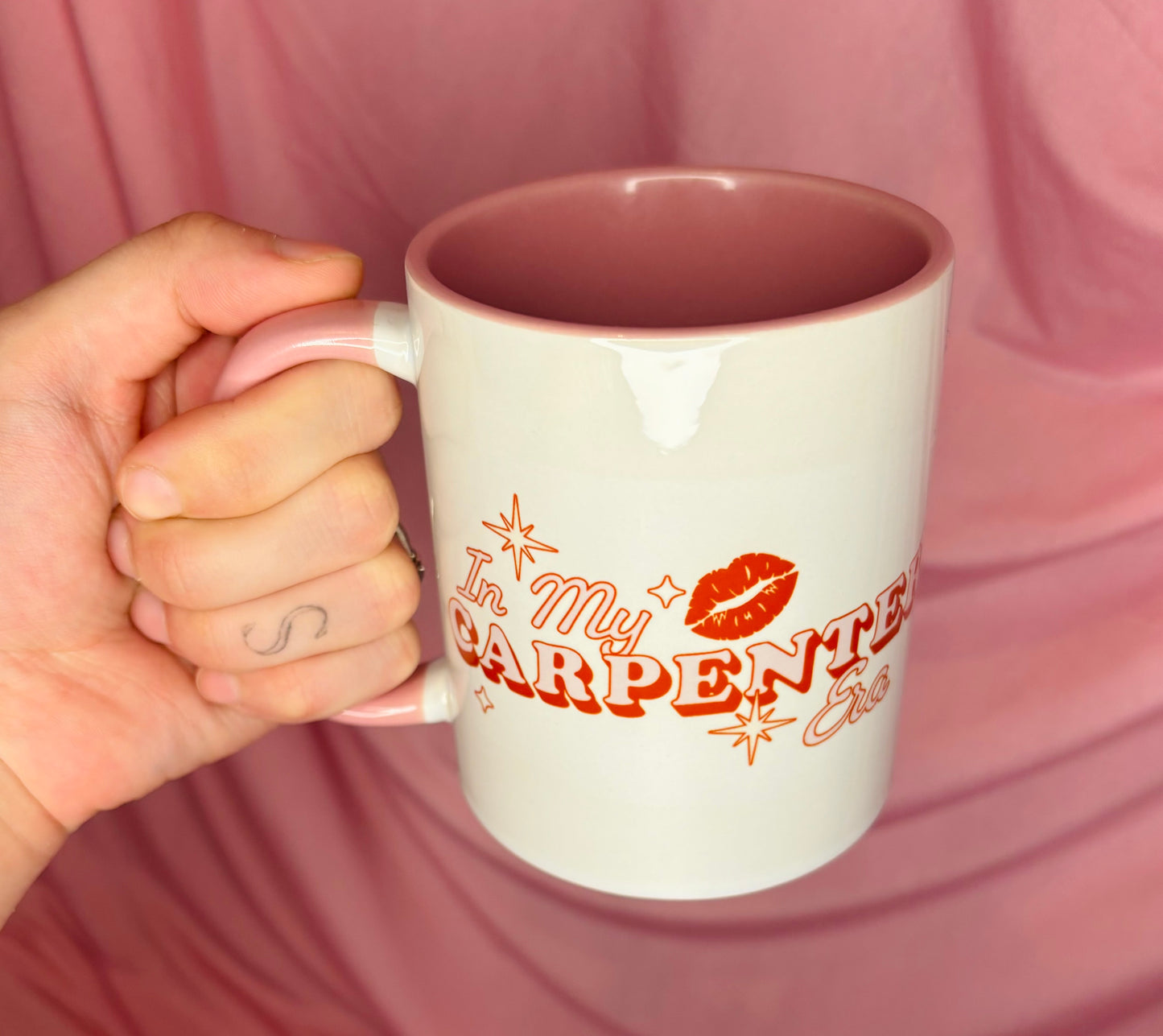 In my Carpenter era pink and white mug