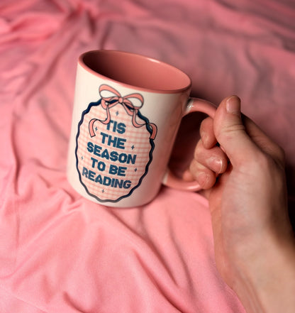 Tis the season, pink and white mug