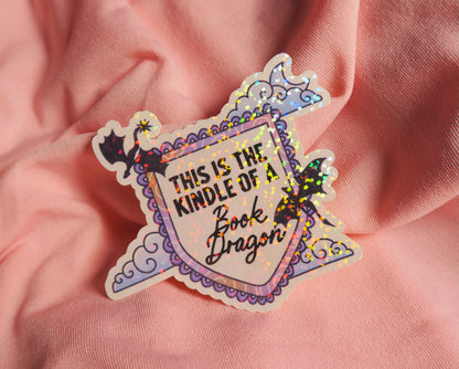 This is the kindle of a book dragon Holographic Sticker