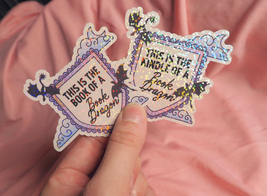 This is the kindle of a book dragon Holographic Sticker