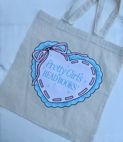 Pretty Girls Read Books Natural Cotton Tote Bag