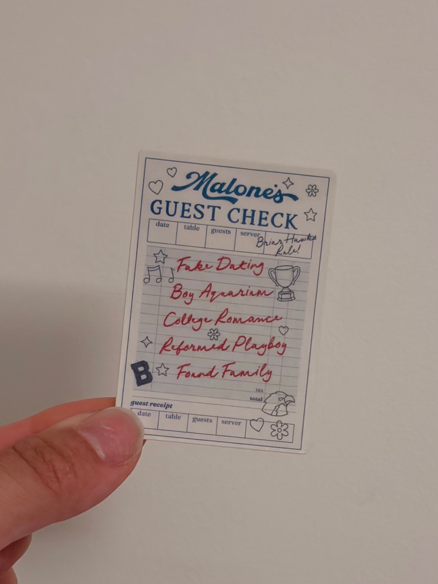 Malones check sticker
