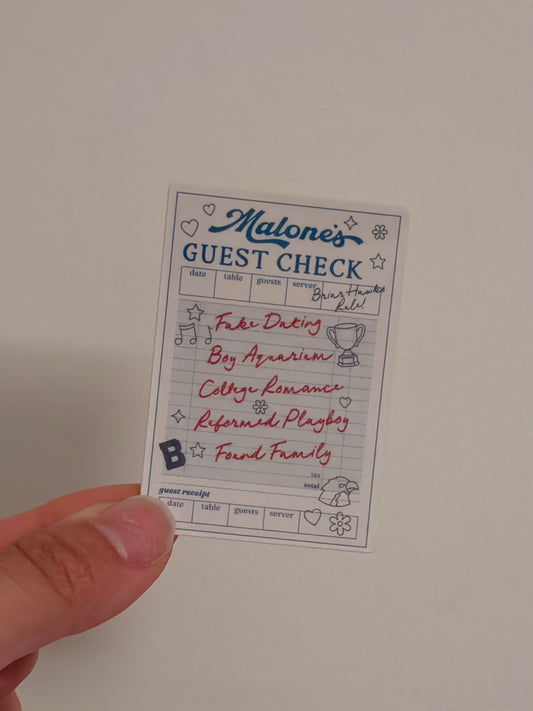 Malones check sticker