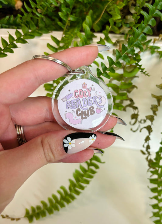 Cozy readers club keychain