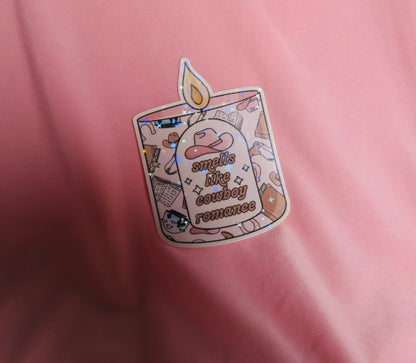 Cowboy romance candle Holographic Sticker