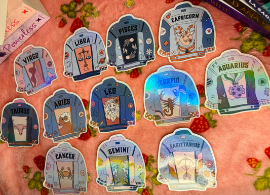 Zodiac sign denim jacket stickers