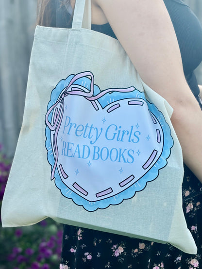 Pretty Girls Read Books Natural Cotton Tote Bag