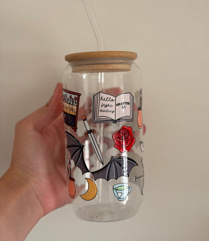 Acotar Inspired glass with bamboo lid and straw