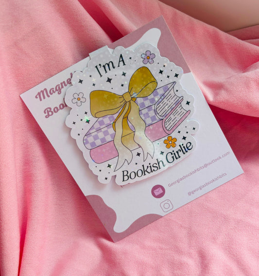 I'm a bookish girlie sparkly holographic Magentic Bookmark