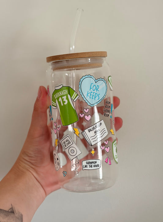 For Keeps glass with bamboo lid and straw