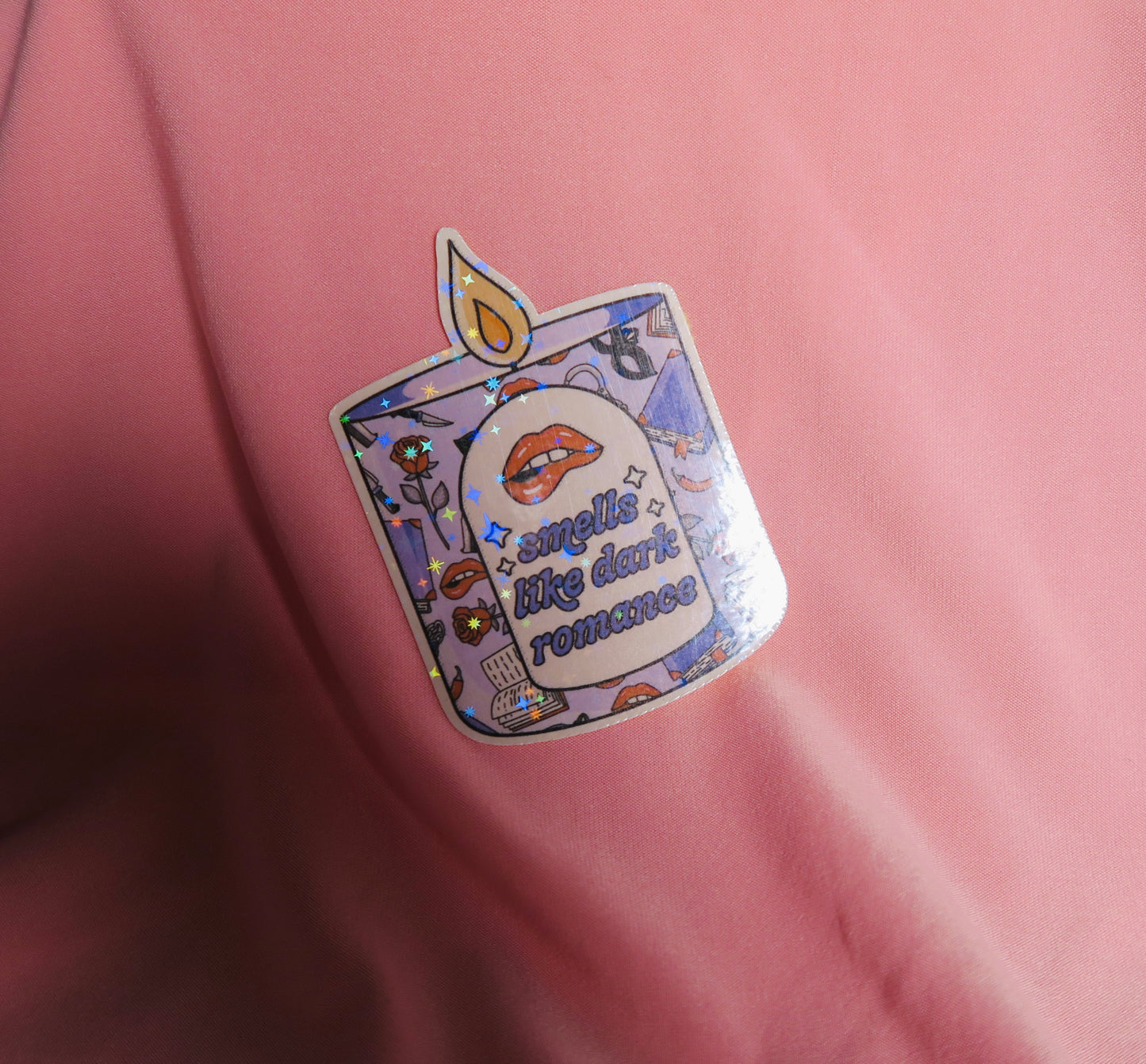 Dark romance candle Holographic Sticker