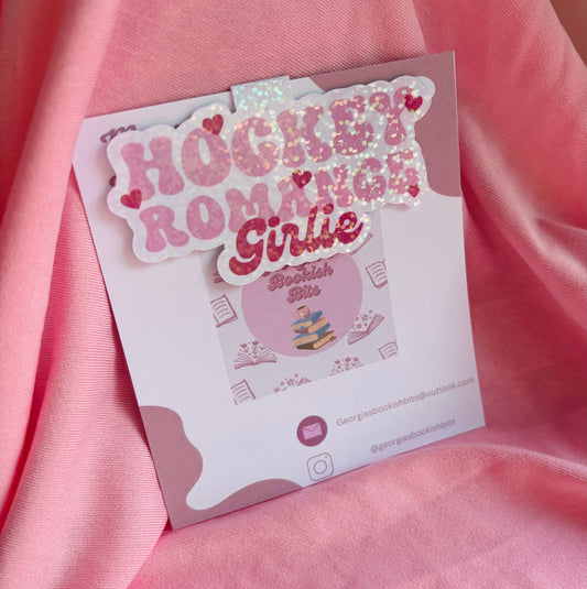 Hockey Romance Girlie sparkly holographic Magentic Bookmark