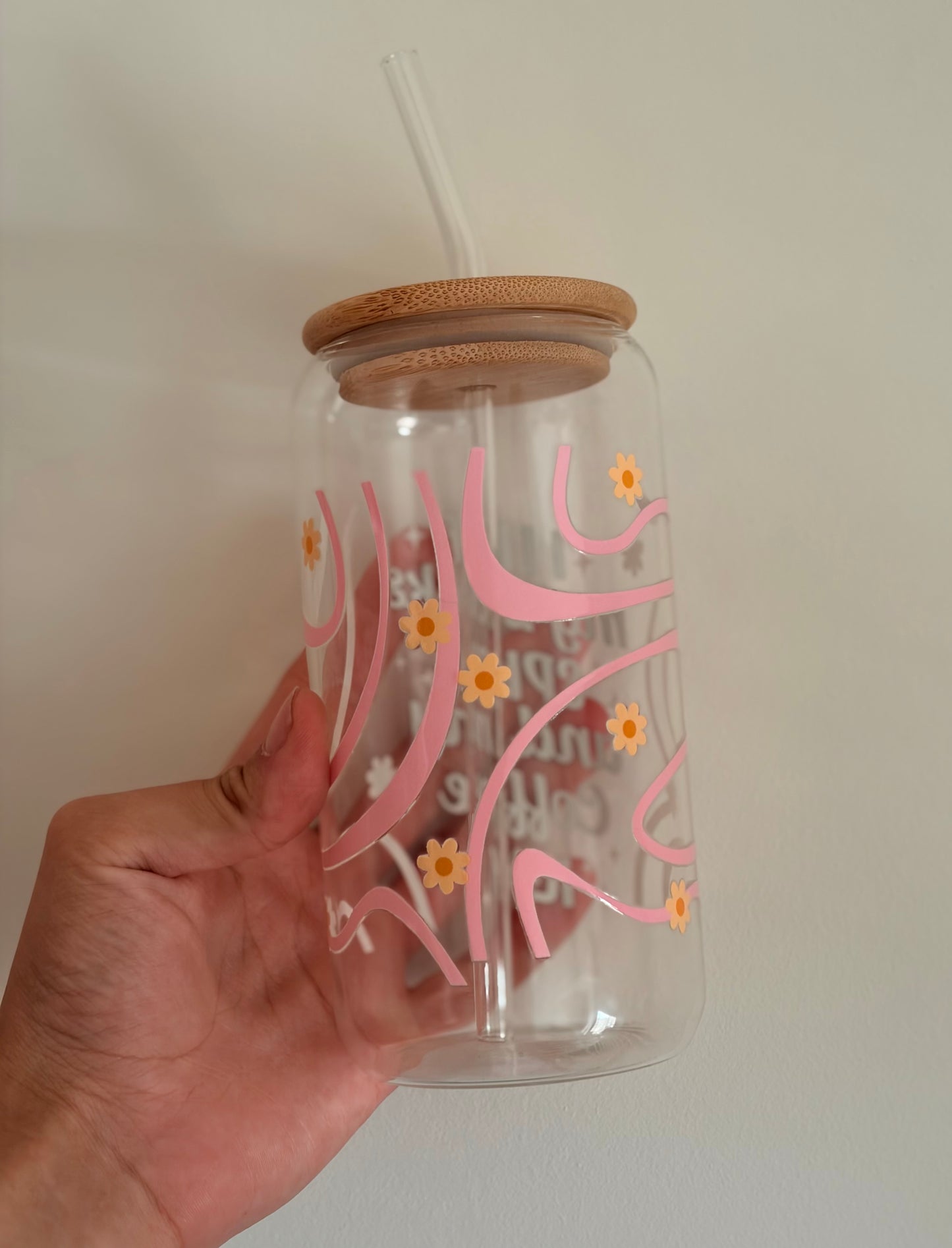 I like my books spicy glass with bamboo lid and straw