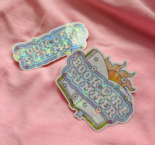 Bookish girl summer sticker