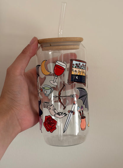 Acotar Inspired glass with bamboo lid and straw