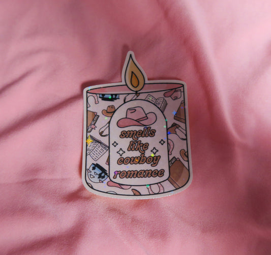 Cowboy romance candle Holographic Sticker