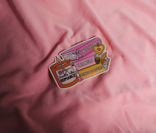 Romance book theme bookstack Holographic Sticker