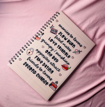 Romance book tropes notebook