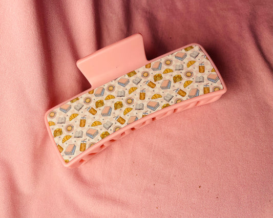 Breakfast and books Pink Claw Clip