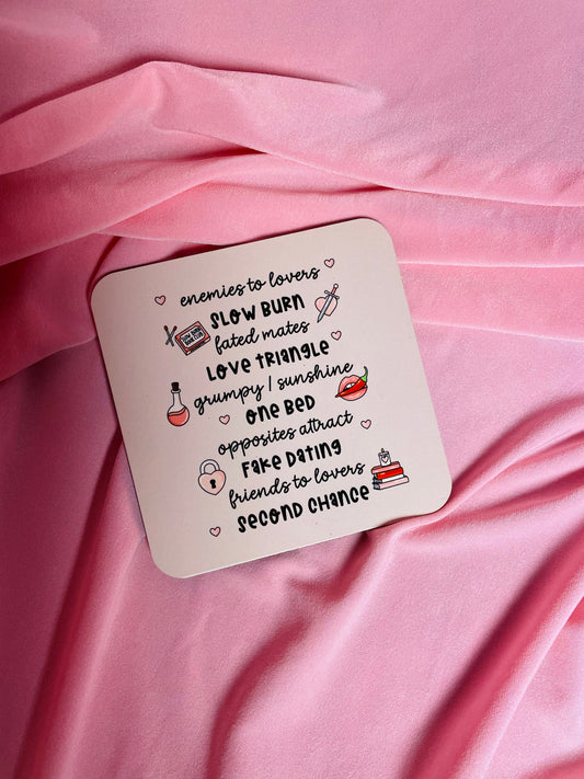 Romance book tropes coaster