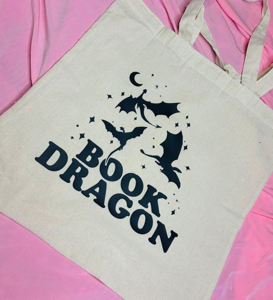 Book Dragon | Natural cotton tote bag