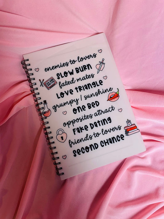 Romance book tropes notebook
