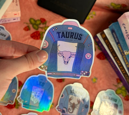 Zodiac sign denim jacket stickers