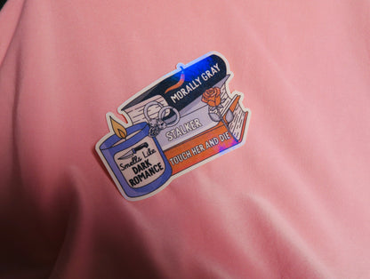 Dark romance theme bookstack Holographic Sticker