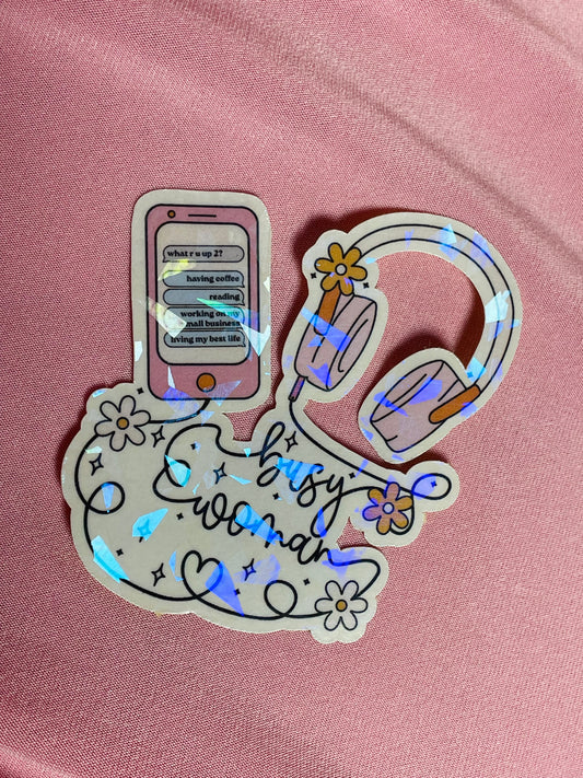 Busy woman sticker